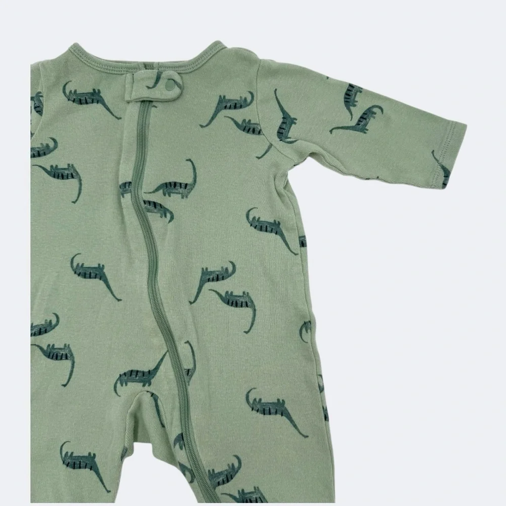 Carter's 2-Way Zip Cotton Sleep & Play Pajamas Green Dinosaur Print 3 Months